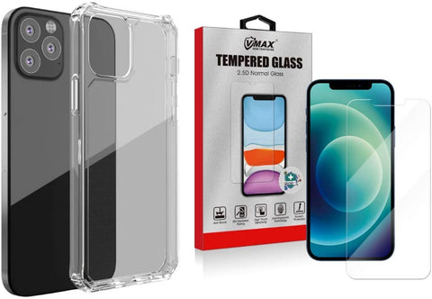 Bulletproof Crystal Clear TPU case Designed for and Compatible with The New 2020 iPhone 12 + Free Tempered Glass Screen Protector Included